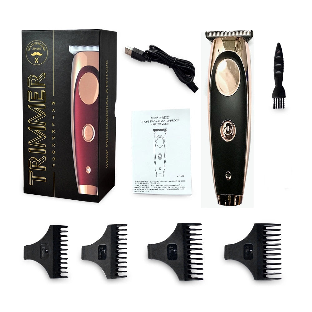 100-240V Waterproof Professional Balding Hair clipper Electric Hair Trimmer Hair cutting Machine 0.1mm Steel Blade Beard trimer
