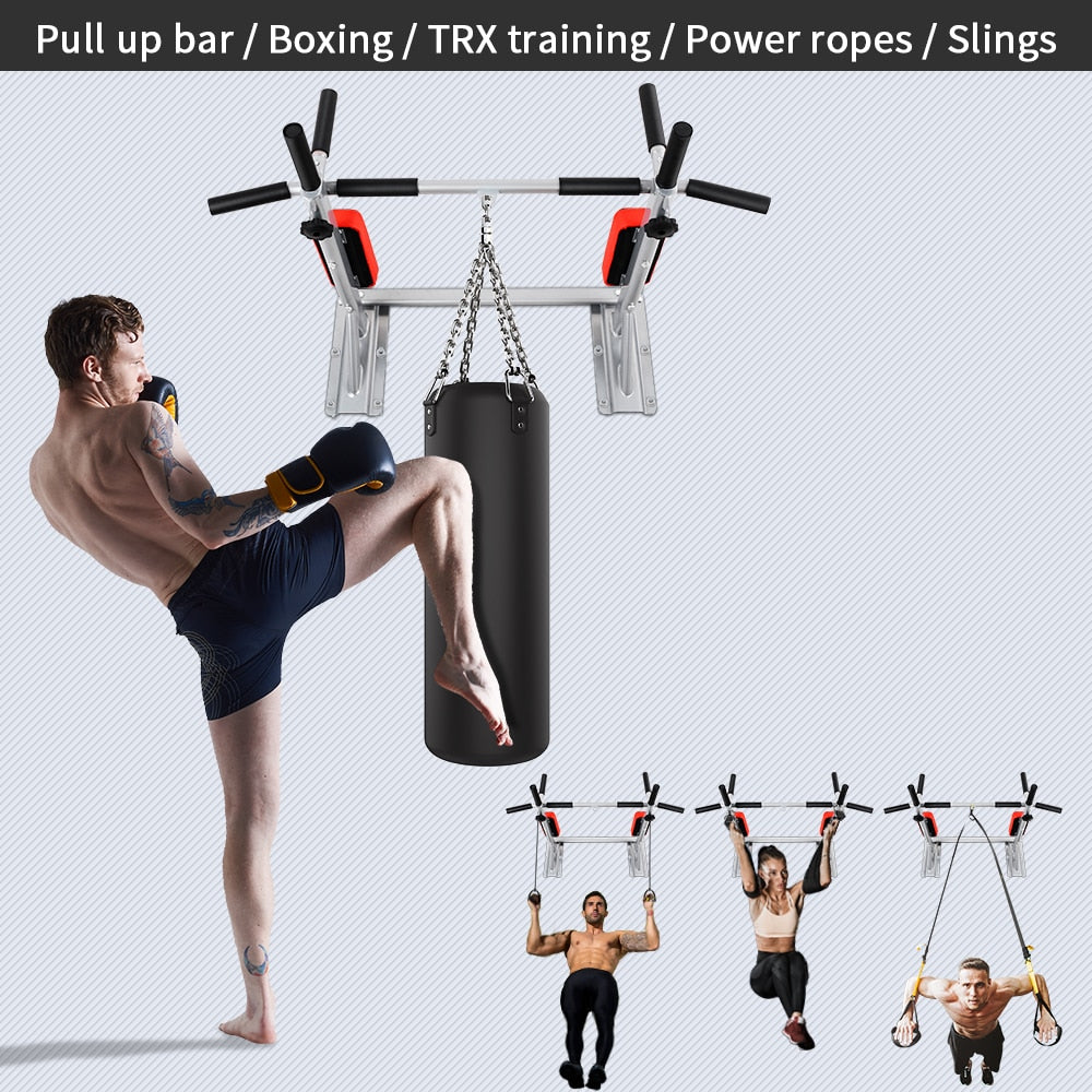 ONETWOFIT Pull Up Bar Wall Mounted Dip Chin Horizontal Bar Workout Gym Station Stand Sit Push Heavy Sport Fitness Gym Equipment