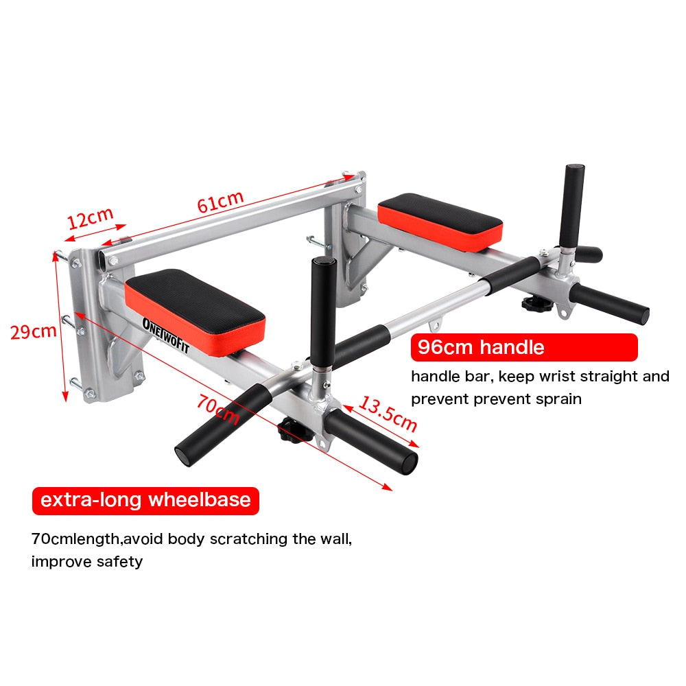 ONETWOFIT Pull Up Bar Wall Mounted Dip Chin Horizontal Bar Workout Gym Station Stand Sit Push Heavy Sport Fitness Gym Equipment