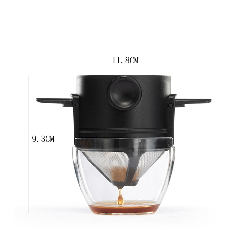 Reusable Coffee Filter Portable Coffee Travel Cup Set Stainless Steel Hand Brew Coffee Dripper Foldable Stand Coffee Dripper