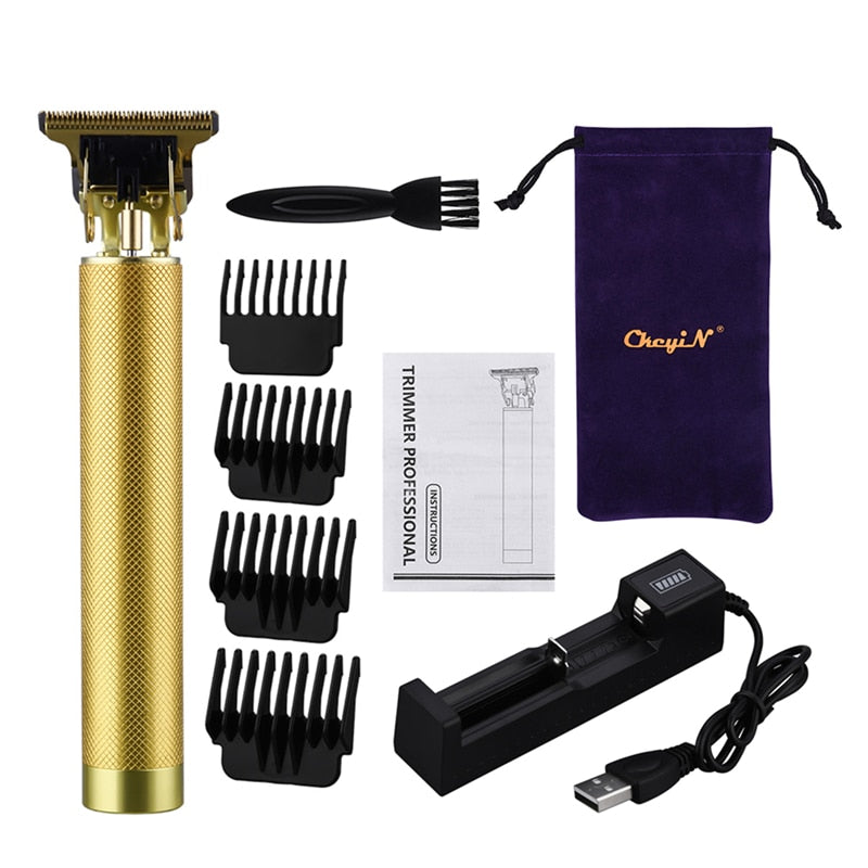 Professional Barber Hair Clipper Trimmer Men Rechargeable Electric T-Blade Finish Cutting Machine Beard Shaver Cordless Haircut