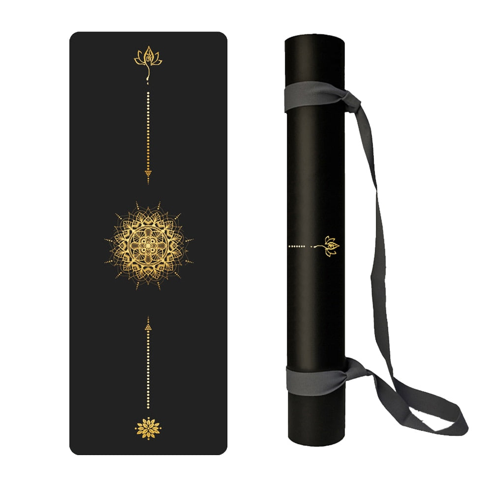 6ft Rubber Yoga mat Widened thickened golden PU sport mat fitness Pilates Training Yoga mats with position line exercise mats