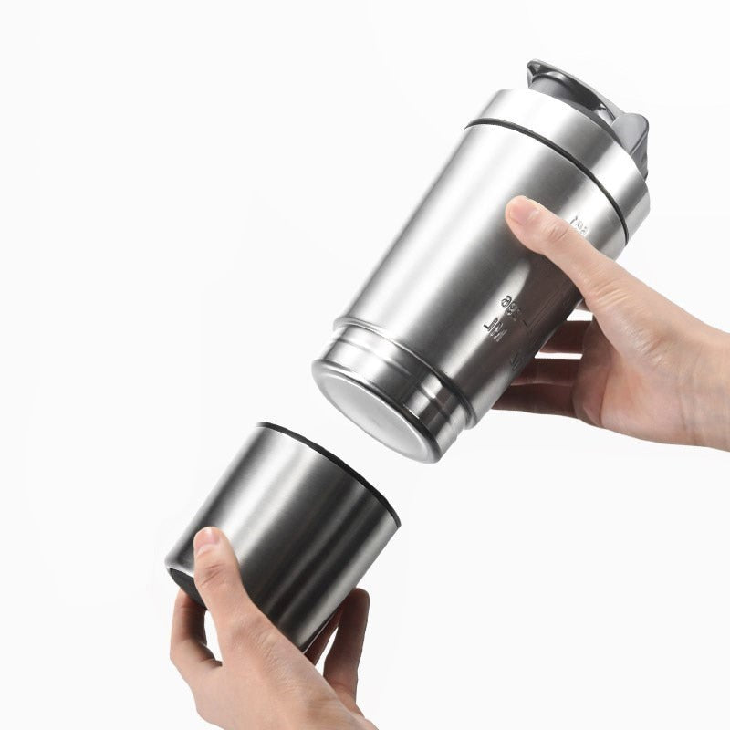 750Ml Water Shaker Bottle for Sport Protein Whey Protein Mixing 304 Stainless Steel Cup Outdoor Portable Detachable Drinkware