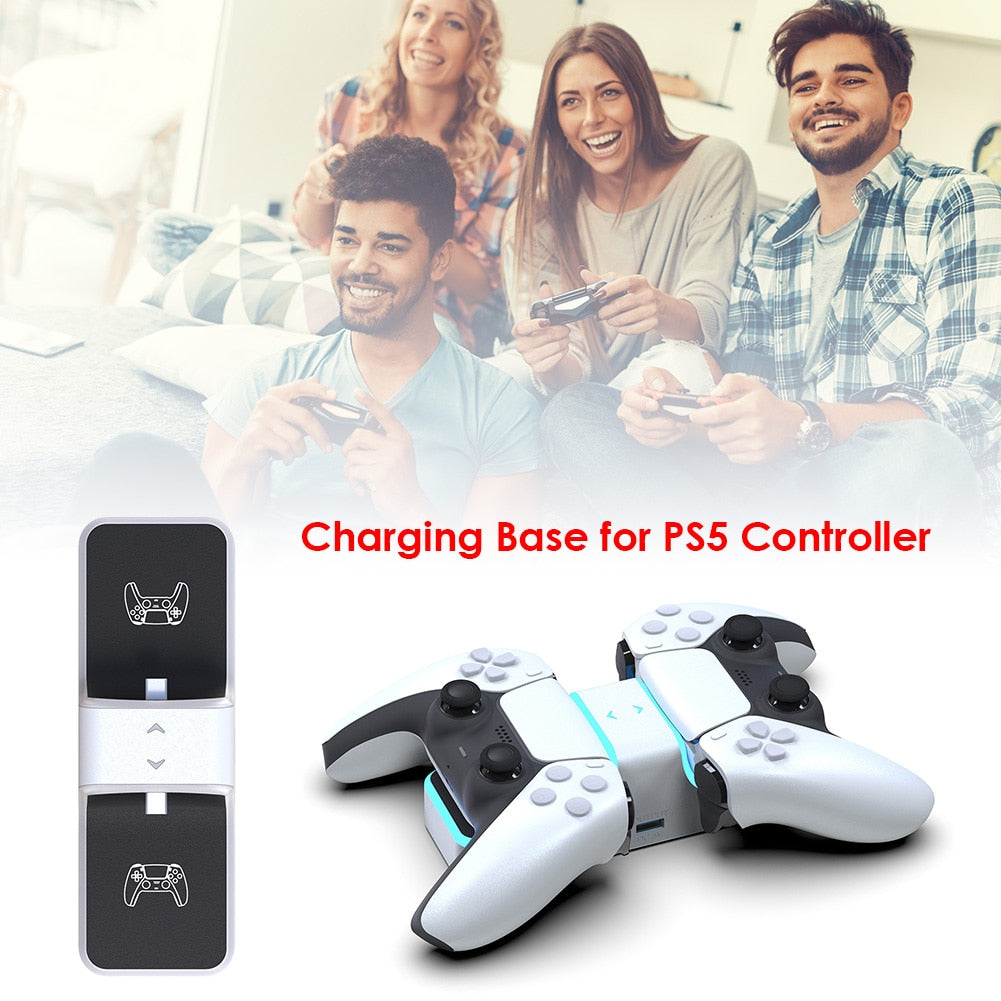 For PS5 Controller Charger Dual USB Fast Charging Dock Station Stand with USB A Ouput for PlayStation 5 DualSense Accessories