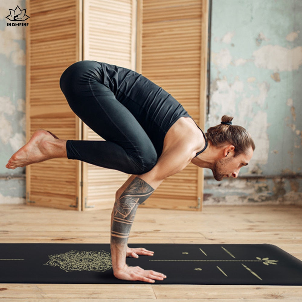 6ft Rubber Yoga mat Widened thickened golden PU sport mat fitness Pilates Training Yoga mats with position line exercise mats