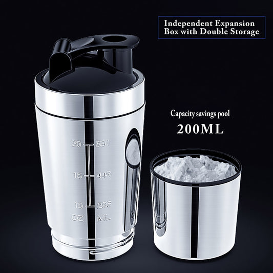 Shaking Cup Detachable Whey Protein Powder Sport Shaker Bottle For Water Bottles Stainless Steel Cup Vacuum Mixer Outdoor