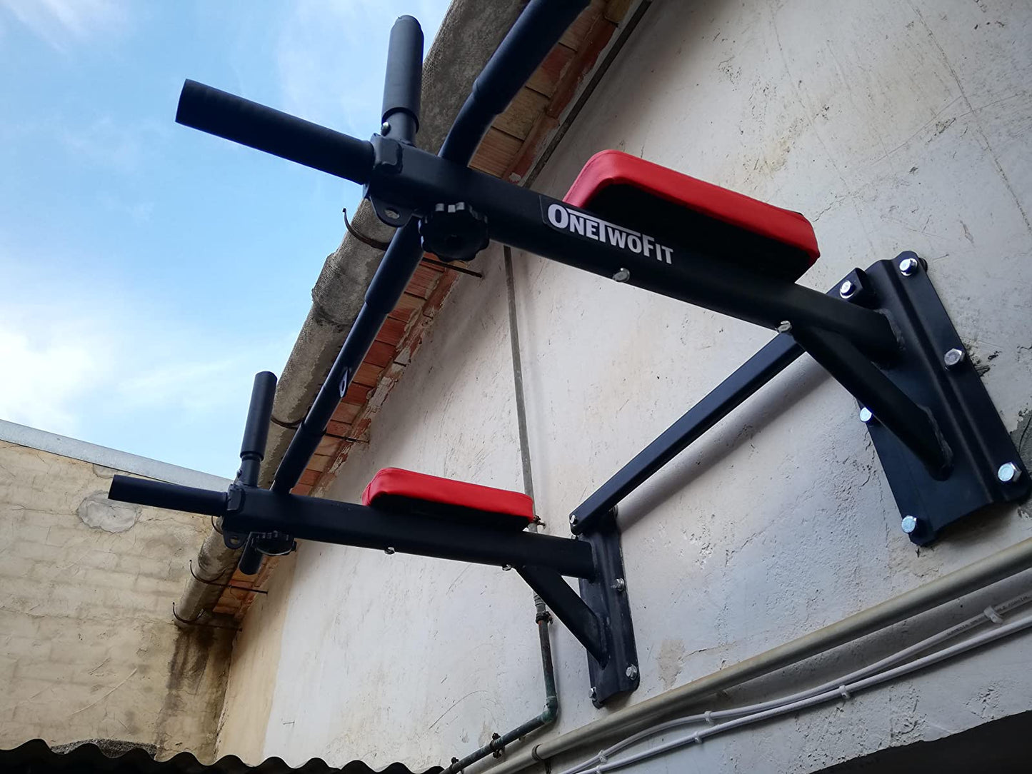 ONETWOFIT Pull Up Bar Wall Mounted Dip Chin Horizontal Bar Workout Gym Station Stand Sit Push Heavy Sport Fitness Gym Equipment