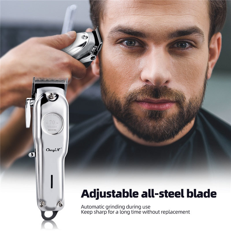 Professional Barber Hair Clipper Trimmer Men Rechargeable Electric T-Blade Finish Cutting Machine Beard Shaver Cordless Haircut