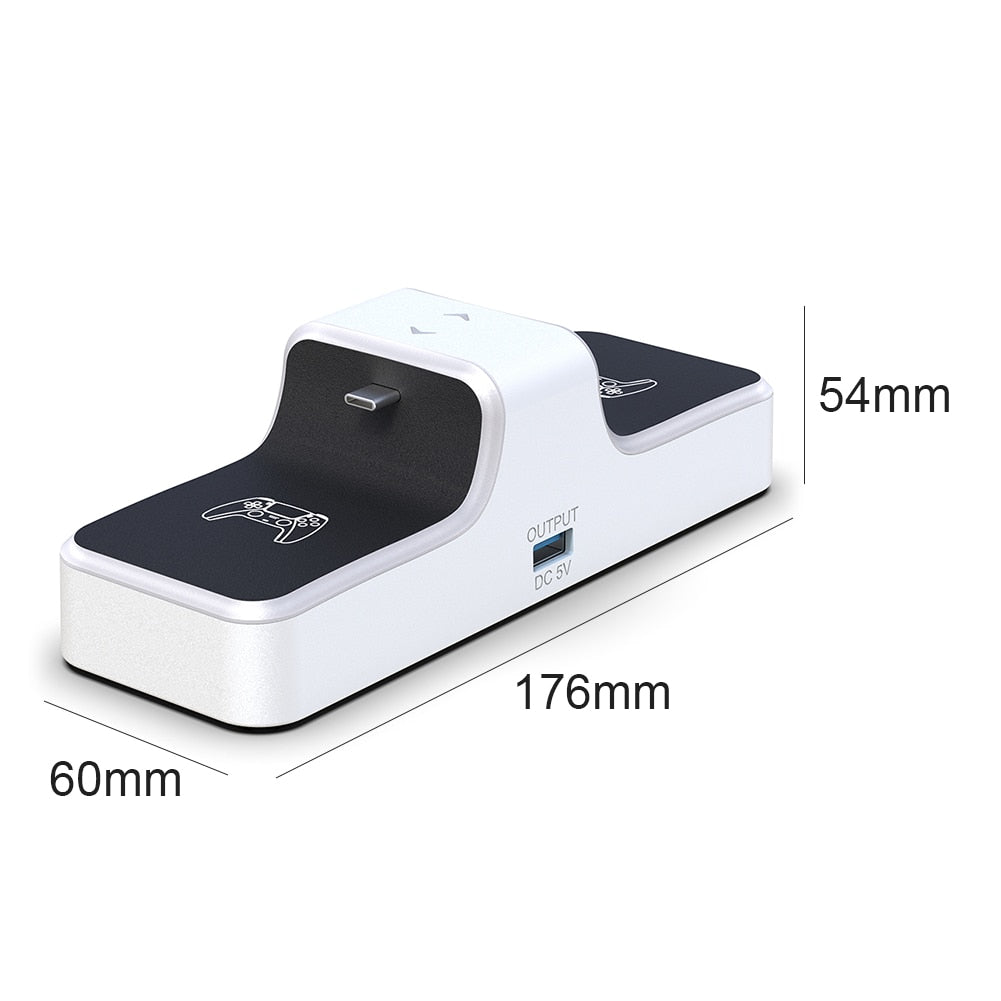 For PS5 Controller Charger Dual USB Fast Charging Dock Station Stand with USB A Ouput for PlayStation 5 DualSense Accessories