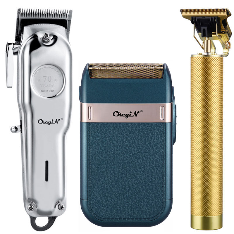 Professional Barber Hair Clipper Trimmer Men Rechargeable Electric T-Blade Finish Cutting Machine Beard Shaver Cordless Haircut