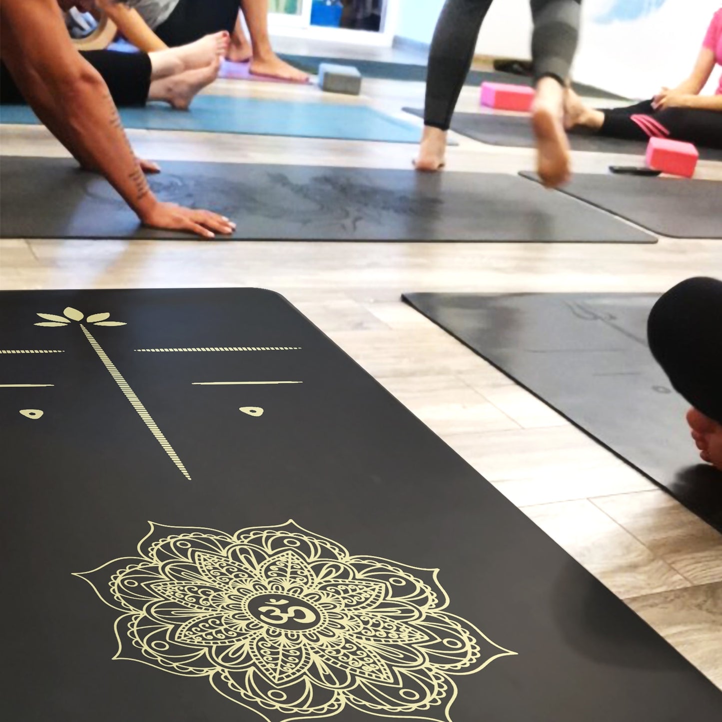 6ft Rubber Yoga mat Widened thickened golden PU sport mat fitness Pilates Training Yoga mats with position line exercise mats
