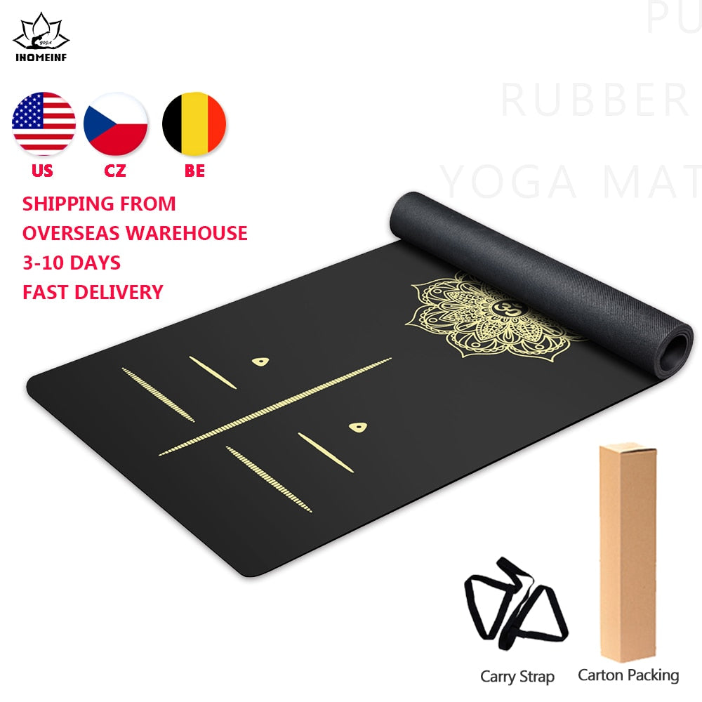6ft Rubber Yoga mat Widened thickened golden PU sport mat fitness Pilates Training Yoga mats with position line exercise mats