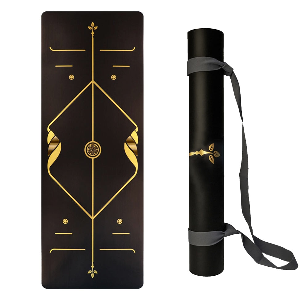 6ft Rubber Yoga mat Widened thickened golden PU sport mat fitness Pilates Training Yoga mats with position line exercise mats
