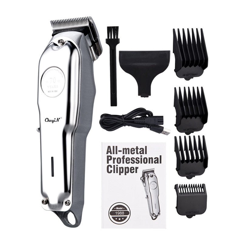 Professional Barber Hair Clipper Trimmer Men Rechargeable Electric T-Blade Finish Cutting Machine Beard Shaver Cordless Haircut