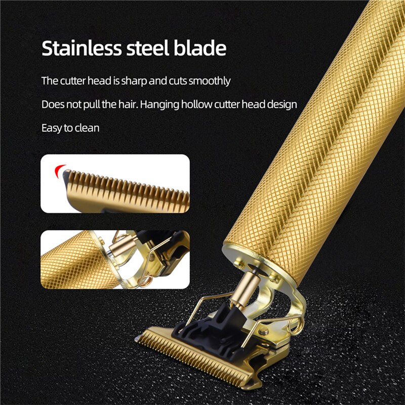 Professional Barber Hair Clipper Trimmer Men Rechargeable Electric T-Blade Finish Cutting Machine Beard Shaver Cordless Haircut