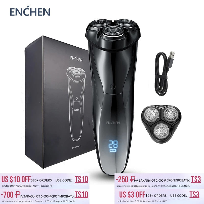 ENCHEN Blackstone3 Electric Razor Shaver 3D Triple Blade Floating Shaving Machine IPX7 Washable USB Rechargeable Beard Trimmer