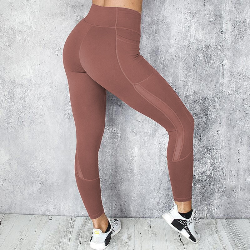 NORMOV Women Fitness Leggings High Waist Pocket Mesh Comfortable And Breathable Legging Workout Leggings Feminina Jeggings