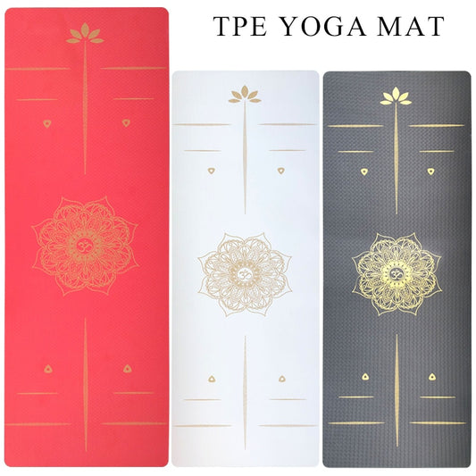 New Listing TPE 6MM Yoga Mats Fitness Non-slip Losing weight Sports Mat Pad Hot Stamping Position Line Gym Equipment For Home