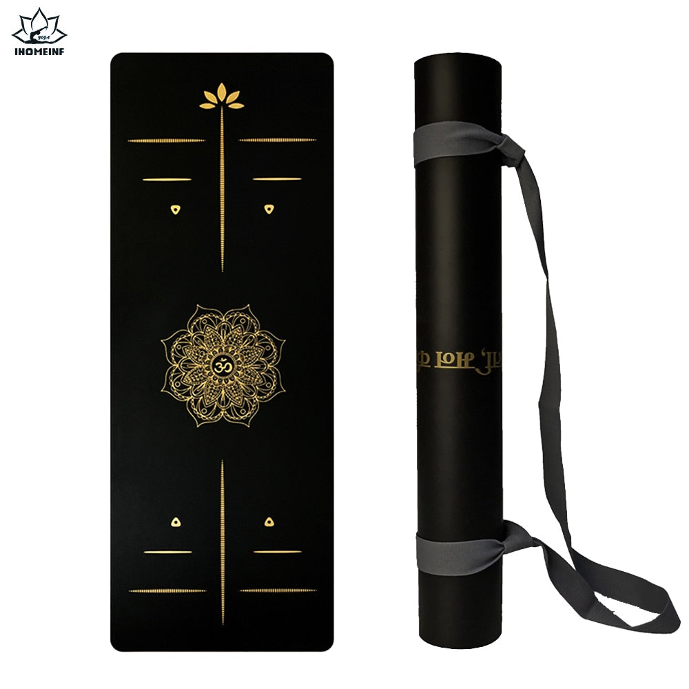 6ft Rubber Yoga mat Widened thickened golden PU sport mat fitness  Pilates Training Yoga mats with position line exercise mats