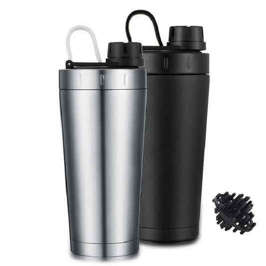 Protein Shaker Thermos Cup Stainless Steel Water Bottle Outdoor Gym Training Drink Powder Milk Mixer Travel Portable 500ML