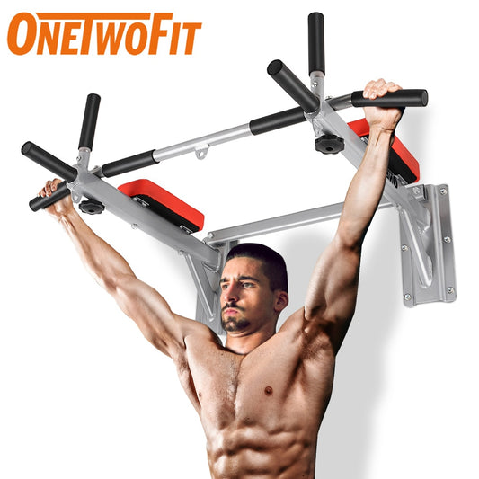 ONETWOFIT Pull Up Bar Wall Mounted Dip Chin Horizontal Bar Workout Gym Station Stand Sit Push Heavy Sport Fitness Gym Equipment