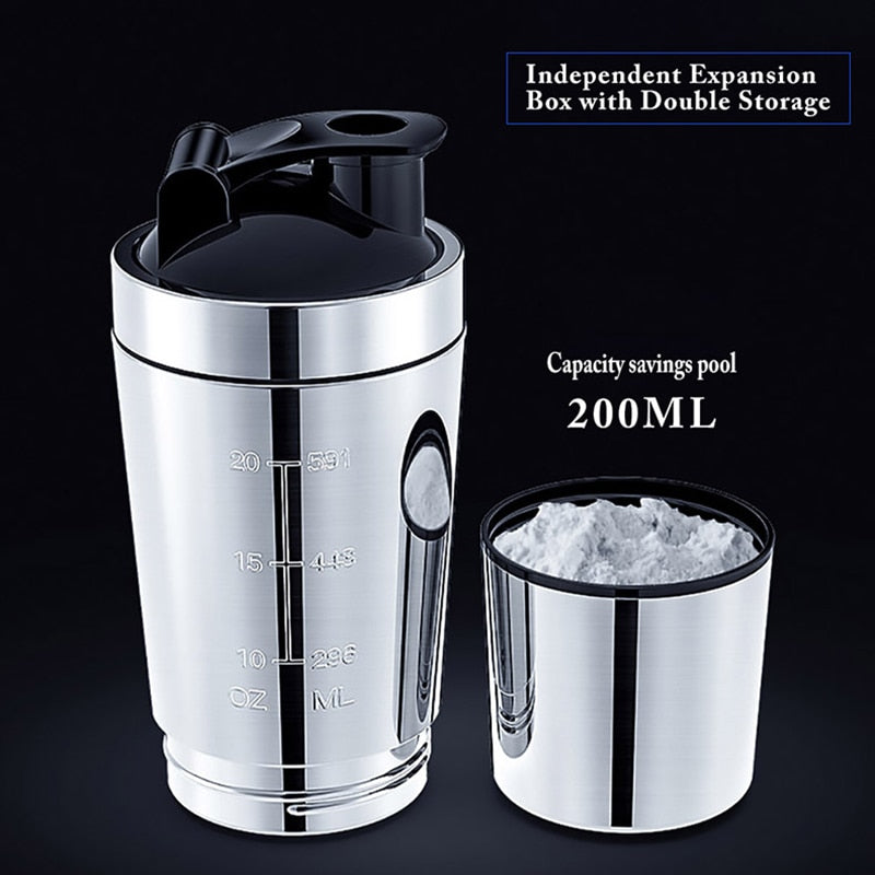 750Ml Water Shaker Bottle for Sport Protein Whey Protein Mixing 304 Stainless Steel Cup Outdoor Portable Detachable Drinkware
