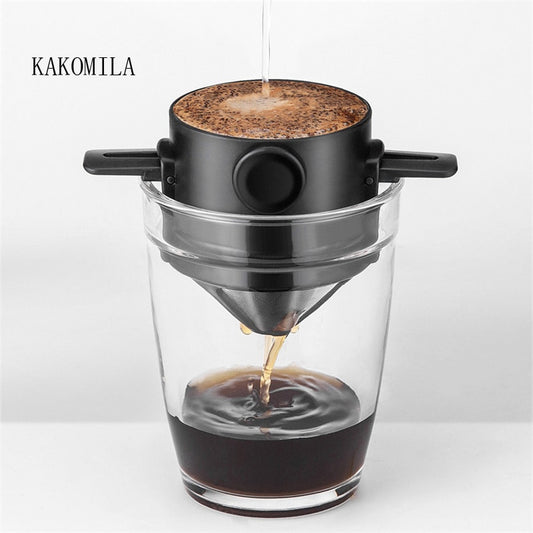 Reusable Coffee Filter Portable Coffee Travel Cup Set Stainless Steel Hand Brew Coffee Dripper Foldable Stand Coffee Dripper