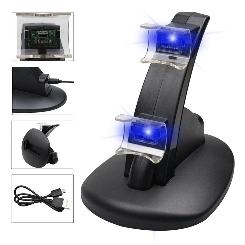 Dual Charger For PS3 Charging Dock Stand + USB Cable For Sony PlayStation 3 Controller Console Free Shipping