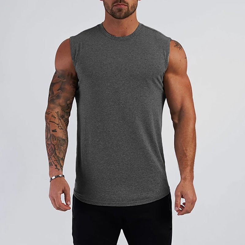 Cotton Gym Clothing Mens Workout Sleeveless Shirt Bodybuilding Tank Top Fitness Sportswear Mens Vests Muscle Singlets Tanktop