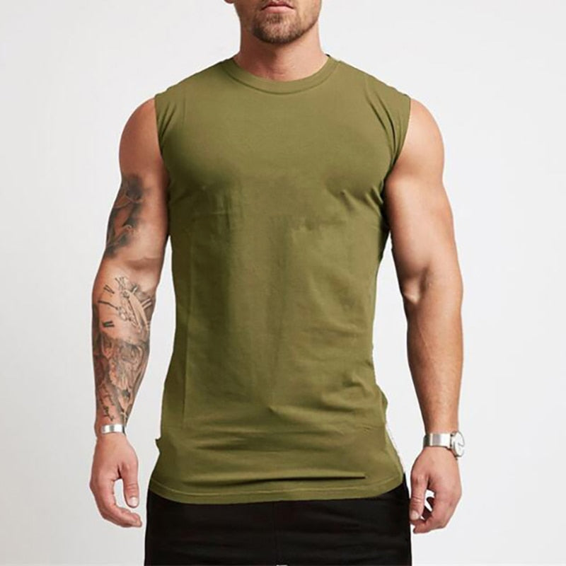 Cotton Gym Clothing Mens Workout Sleeveless Shirt Bodybuilding Tank Top Fitness Sportswear Mens Vests Muscle Singlets Tanktop