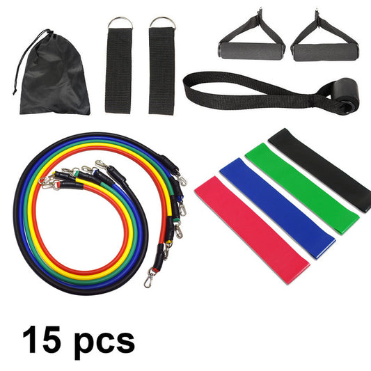 15 Pcs Resistance Bands Set Fitness Bands Resistance Gym Equipment Exercise Bands Pull Rope Fitness Elastic Training Expander